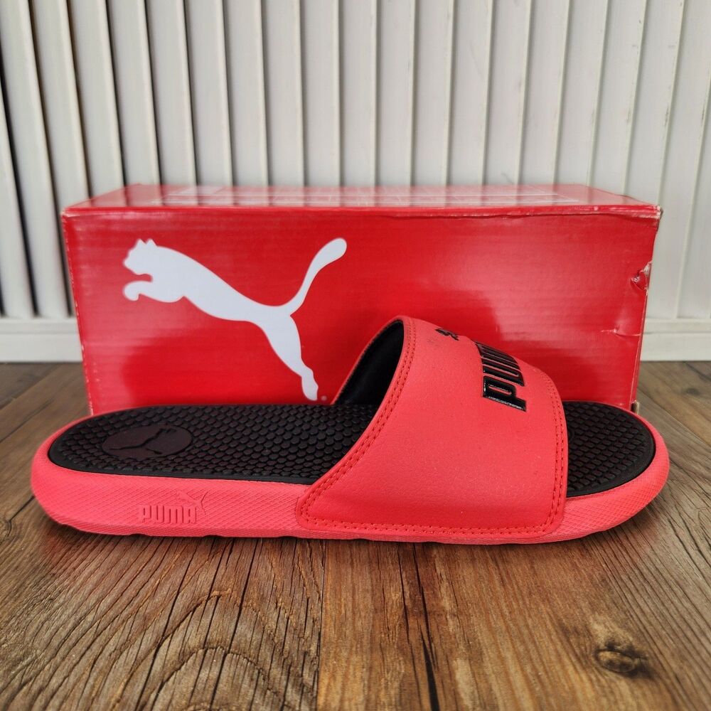 Puma Cool Cat BX JR Slides Junior Sz 5C High Risk Red Puma Black Slip On Sandals
